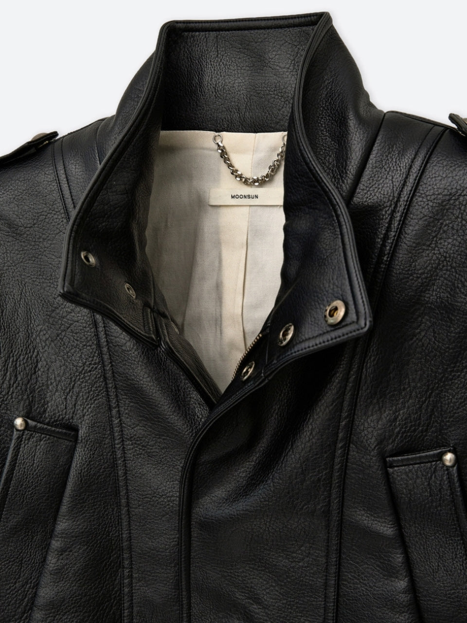 UNISEX, 4 Pocket Oversized Leather Blouson / Black