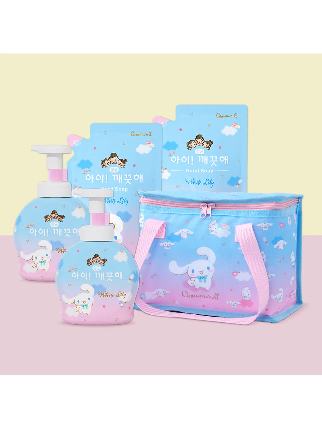 Ai! Kkaekkeuthae x Cinnamonroll 2x 490ml containers + 2 x 450ml refills [Free cooler bag or picnic mat