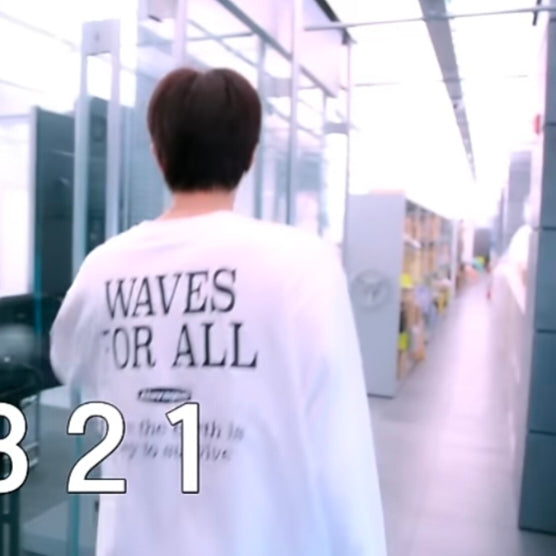 Wave Letter Long Sleeve T-Shirt - White (worn by jin)