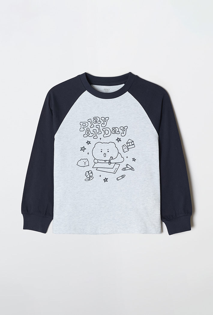 [Kids] (Mangled Bear) Long Sleeve T-Shirt (MELANGE GRAY) - Kgifts.shop