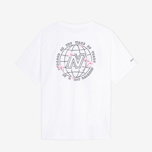IU x New Balance Flower Gloves Graphic Short Sleeve T-shirt White(Semi Over Fit)