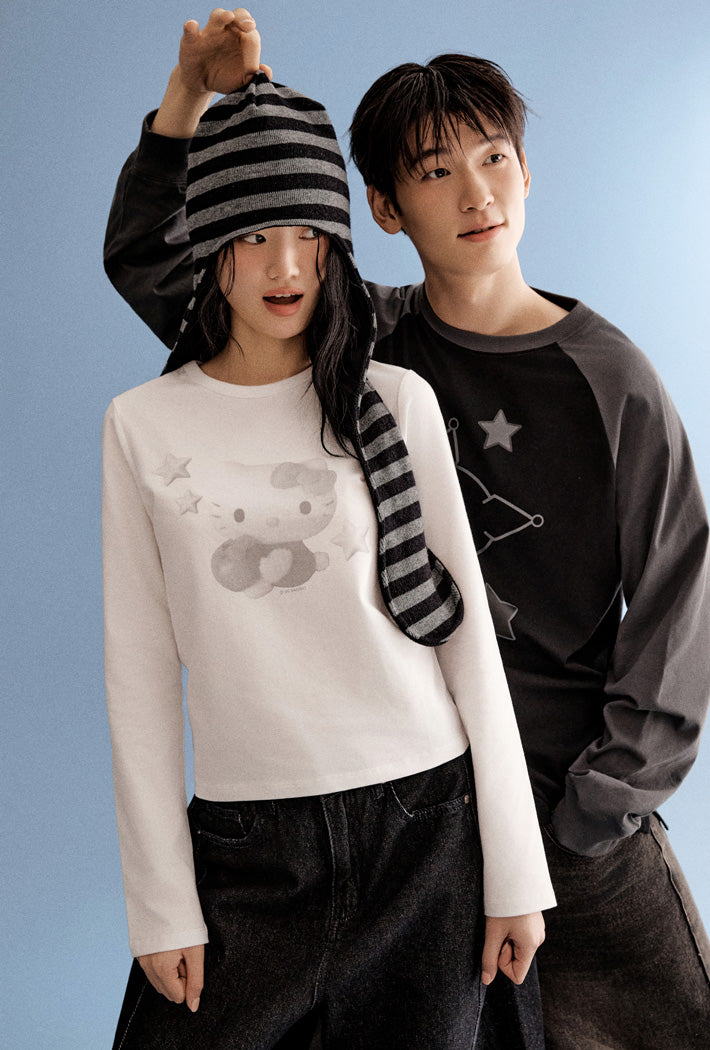 [Sanrio Characters] Cotton Spandex Round Neck Long Sleeve T-Shirt - Kgifts.shop