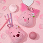 Pink Teddy Pooh & Piglet Keyring/Pouch