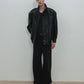 UNISEX, 4 Pocket Oversized Leather Blouson / Black