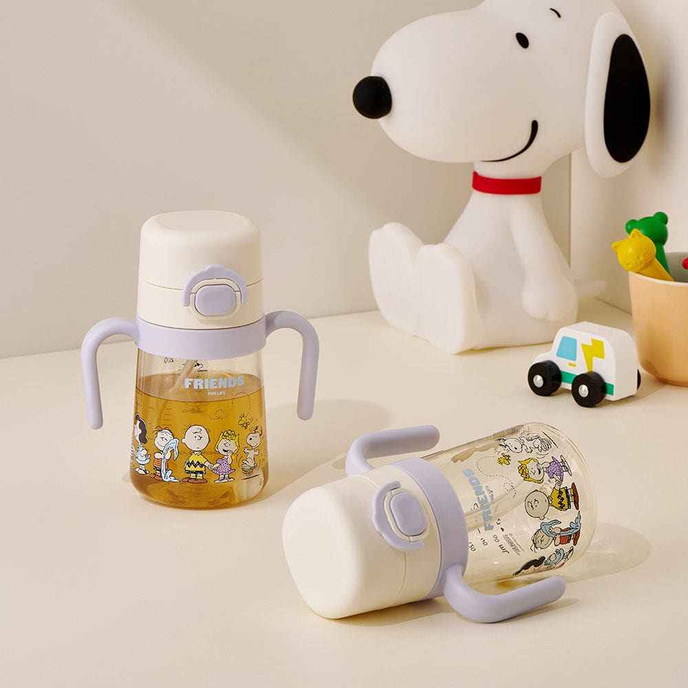 Lock & Lock Snoopy Little Love One-Touch Two-Handled Straw Cup