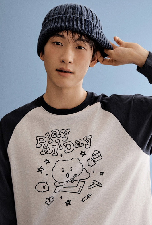 ( Mangled Bear x SPAO )  Long-sleeved T-shirt (MELANGE GRAY)