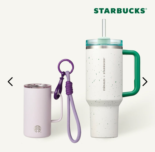 [Starbucks] [Big & Mini] Lavender Mini + Stanley Green Pebble Kencher 1.183L