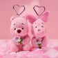 Pink Teddy Pooh & Piglet Keyring/Pouch