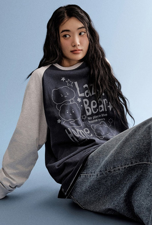 ( Mangled Bear x SPAO )  Long-sleeved T-shirt ( NAVY )