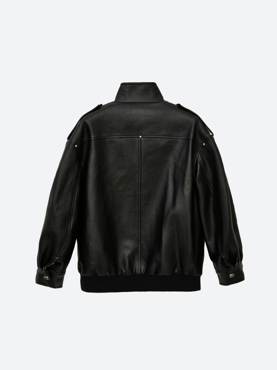 UNISEX, 4 Pocket Oversized Leather Blouson / Black