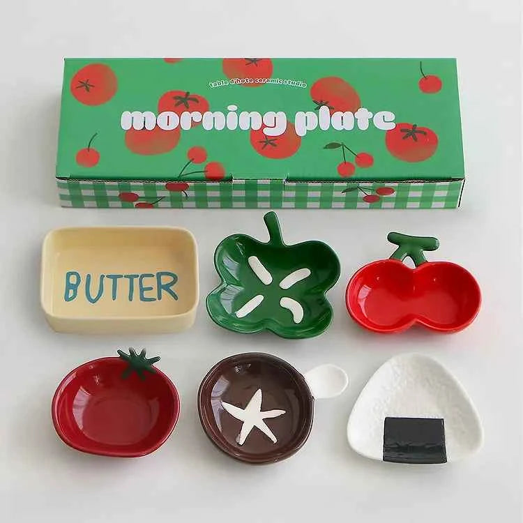 Tabldot Morning Plate 3-Piece Gift Set, Small Bowls, Fruit & Vegetable Shaped Housewarming Gift