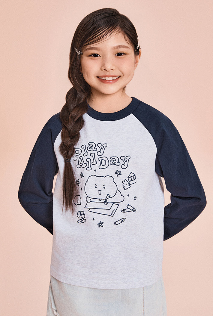 [Kids] (Mangled Bear) Long Sleeve T-Shirt (MELANGE GRAY) - Kgifts.shop