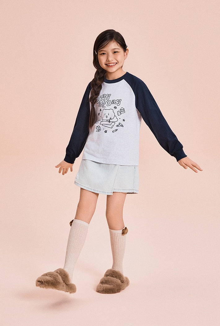 [Kids] (Mangled Bear) Long Sleeve T-Shirt (MELANGE GRAY) - Kgifts.shop