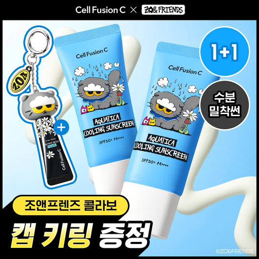 Cellfusion C x ZO&Friends Aquatica Cooling Sunscreen 35ml Double Plan (+10ml Jo&Friends Cap Keyring)