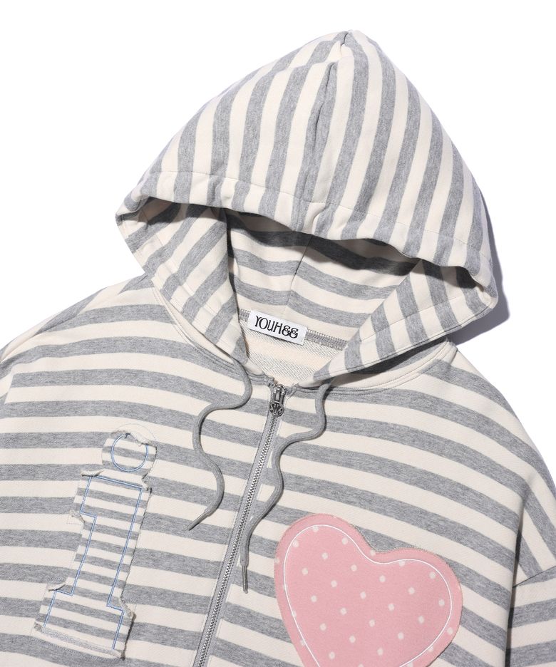 I LOVE APPLIQUE HOOD ZIP-UP MELANGE (Worn By Ive Rei)
