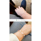 Moon Shape Mother of Pearl Morganite Raw Stone Basalt Knot Bracelet