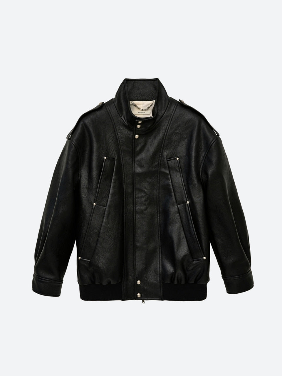 UNISEX, 4 Pocket Oversized Leather Blouson / Black