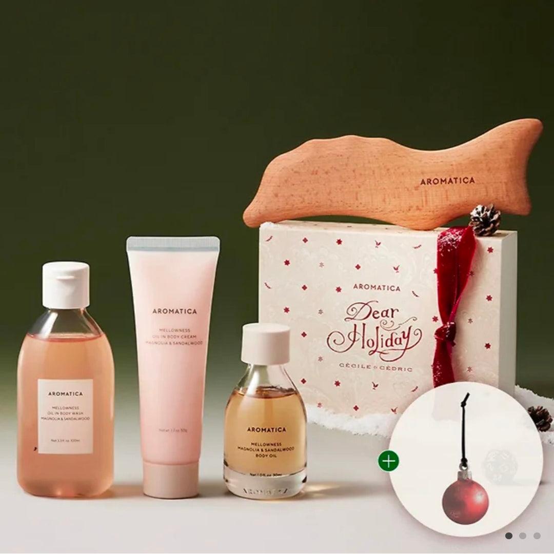 Aromatica 3-piece Set (Body Wash+lotion+oli)+Gua Sha+ Fragrance gift tag