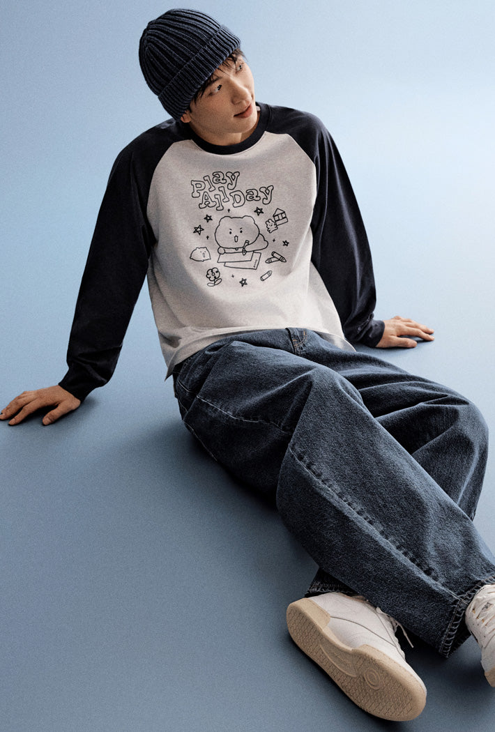 ( Mangled Bear x SPAO )  Long-sleeved T-shirt (MELANGE GRAY)