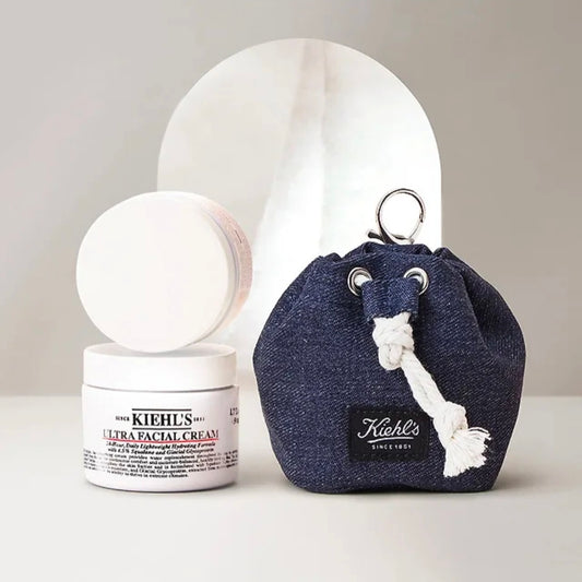 Kiehl's Ultra Facial Cream+ Denim Pouch Keyring