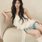 Fairy ruffle tail blouse - IVORY