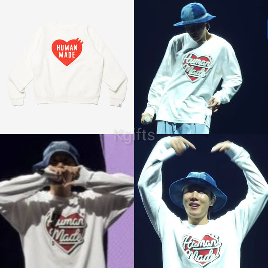 Human Made Heart Crew Sweatshirt White (Worn By Jhope)