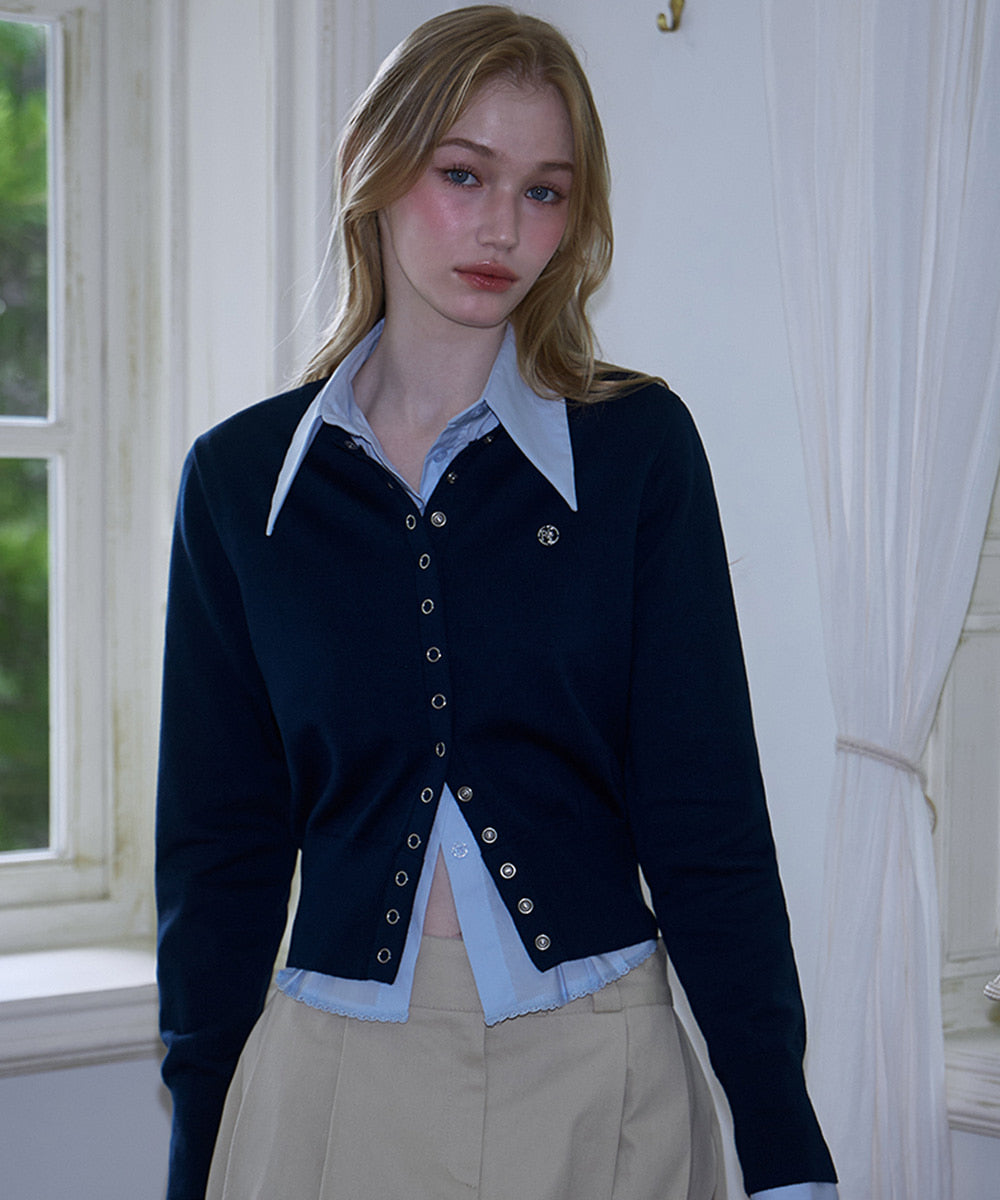 Eyelet Round Cardigan