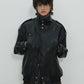UNISEX, 4 Pocket Oversized Leather Blouson / Black