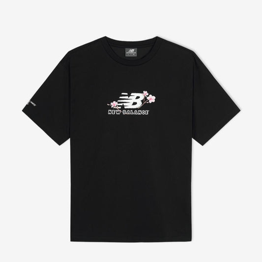 IU x New Balance Flower Logo Short Sleeve T-shirt Black (Semi Over Fit)