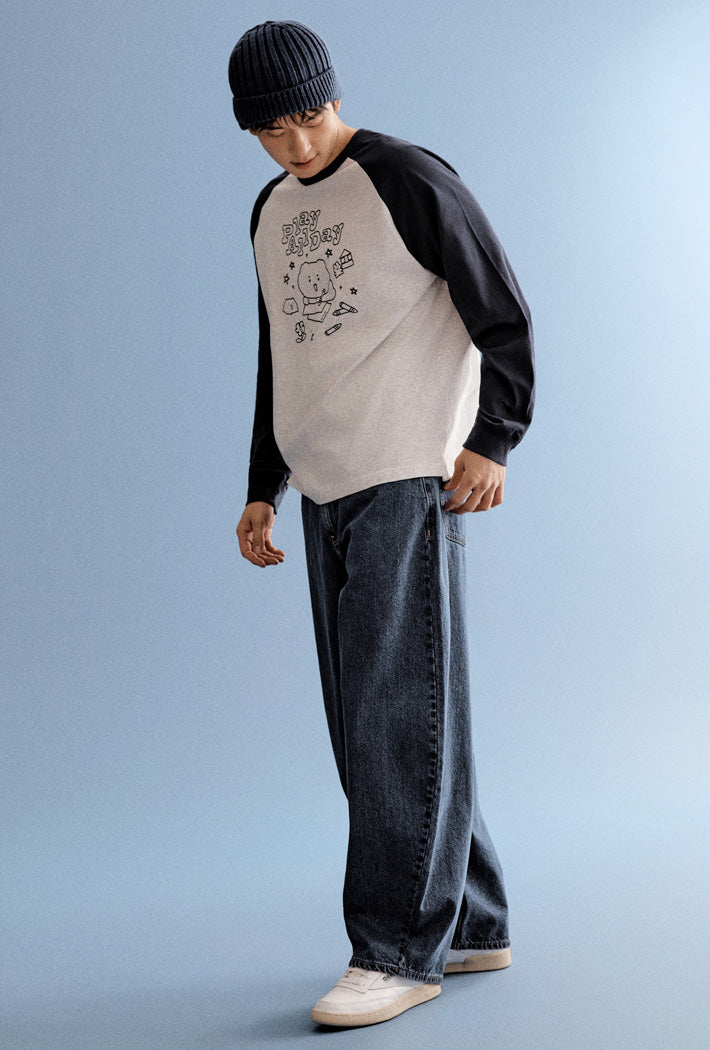 ( Mangled Bear x SPAO )  Long-sleeved T-shirt (MELANGE GRAY)