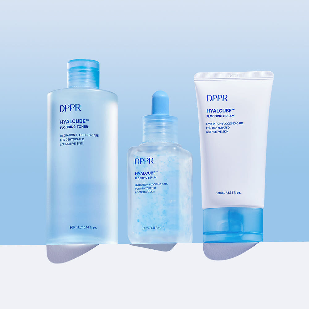 DPPR Hyaluronic Acid Hyal Cube Mildly Acidic Moisture Toner 300ml + Moisture Cream 100ml + Moisture Serum 50ml