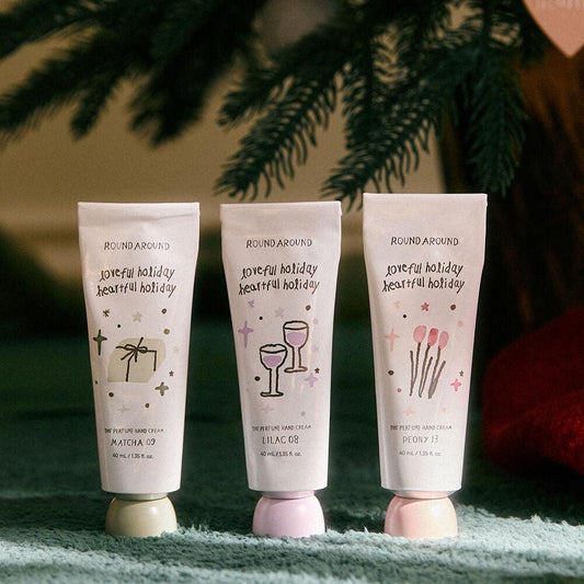 Round Around The Perfume Hand Cream Loveful Holiday Set of 3 (+ Loveful Keyring Gift)