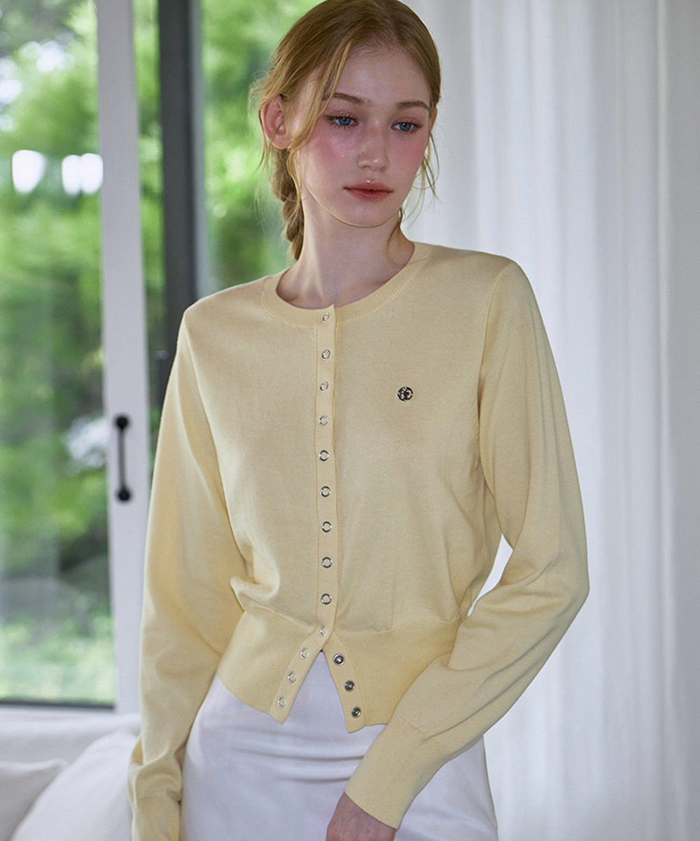Eyelet Round Cardigan