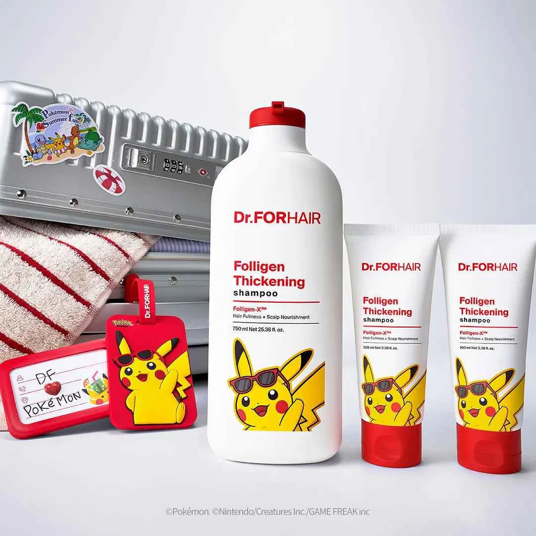 [Pokemon Edition] Dr. For Hair Polygen Seeking Shampoo 750ml Special (+100ml*2ea) + Pikachu Luggage Tag