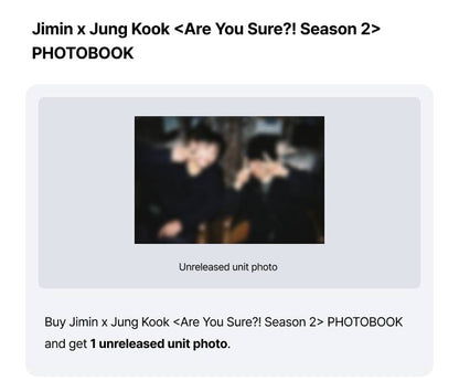 Jimin x Jung Kook <Are You Sure?! Season2> PHOTOBOOK (Pre Order)