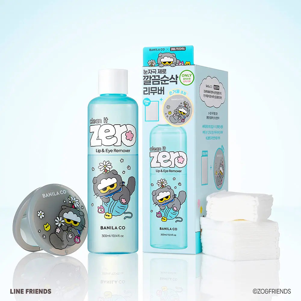 Banilla Co Clean It Zero Lip & Eye Remover 300ml plan (+ 20 cotton pads + hand mirror)