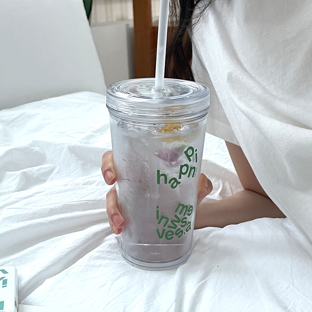Wave of Happiness Transparent Straw Tumbler
