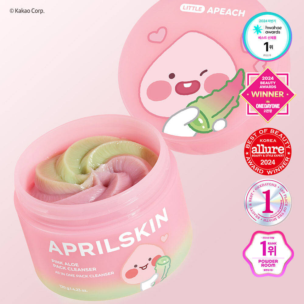 April Skin Pink Aloe Pack Cleanser(+ Free Cleansing Sponge)