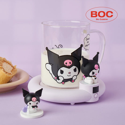 [Bofriends] Sanrio Kuromi Glass Cup Mug Warmer Induction Set