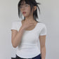 U-Neck Signature Line Short Sleeve T-Shirt with Built-in Cap