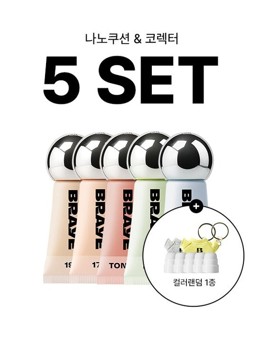 5 Braye Nano Cushion/Correctors (+ 5 free puff free filler+ 1 Random Colour Keyring)