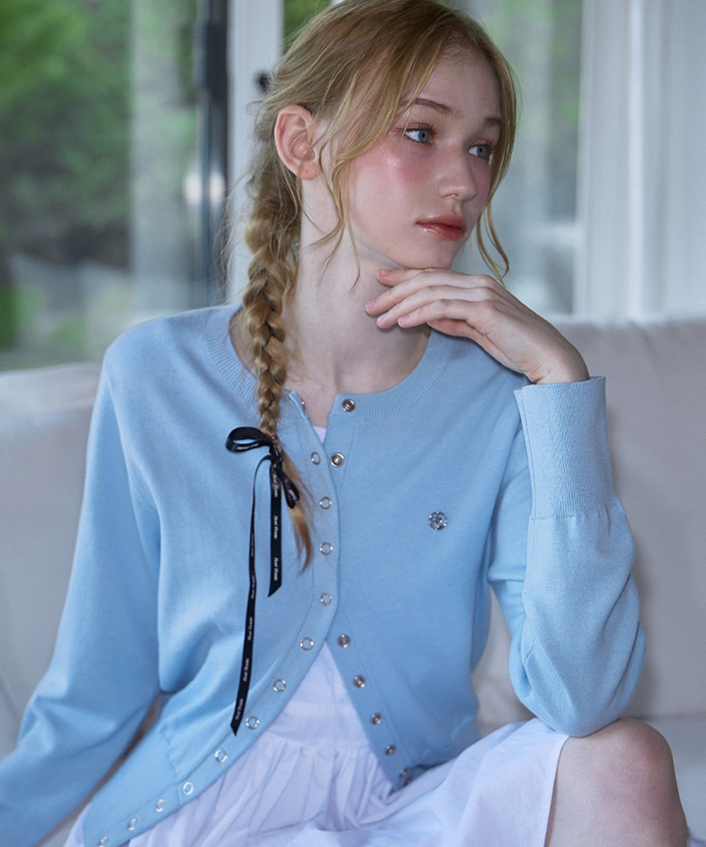 Eyelet Round Cardigan