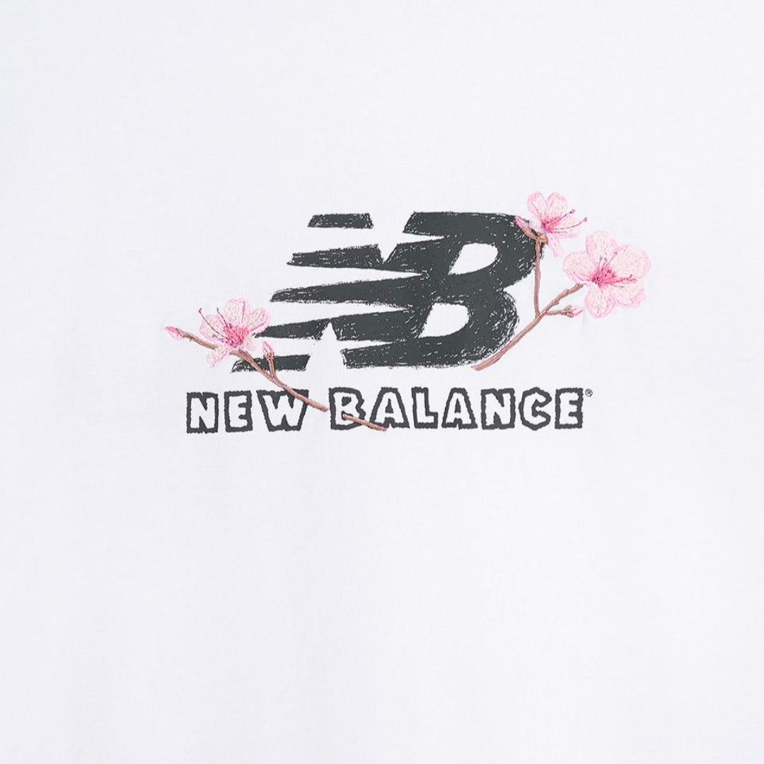IU x New Balance Flower Logo Short Sleeve T-shirt White(Semi Over Fit)