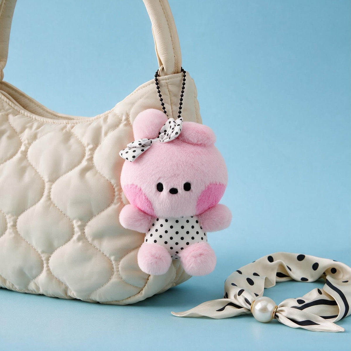 BT21 Polka Dot Ribbon Doll Keychain
