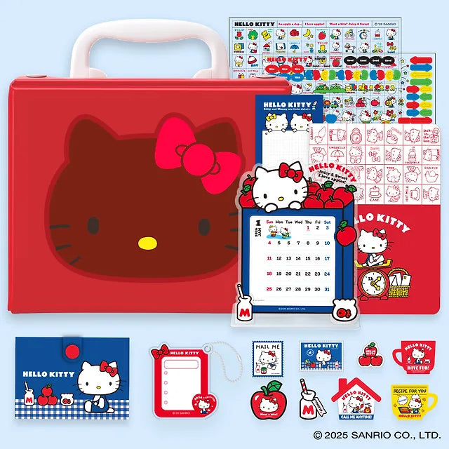 [Exclusive] Hello Kitty 2026 Season Greetings Set (8 types in total) (Storage box + calendar + notebook + key ring + sticker + card case + rice cake)