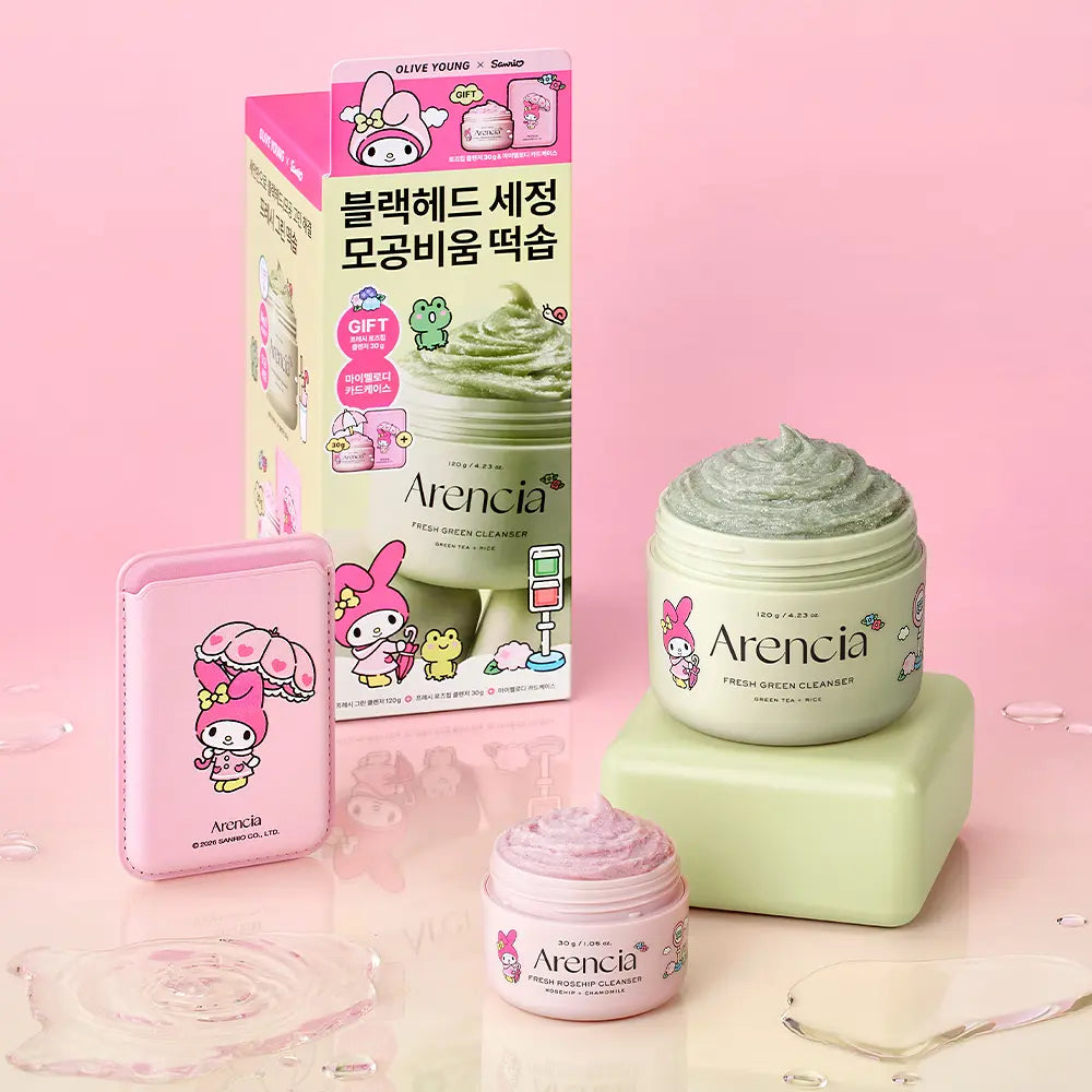 Arencia x Sanrio Fresh Green Cleanser 120g (+Rosehip 30g + Card Case)