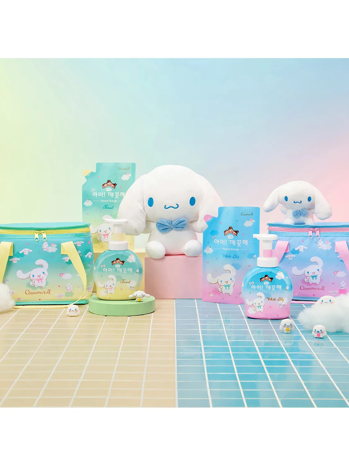 Ai! Kkaekkeuthae x Cinnamonroll 2x 490ml containers + 2 x 450ml refills [Free cooler bag or picnic mat