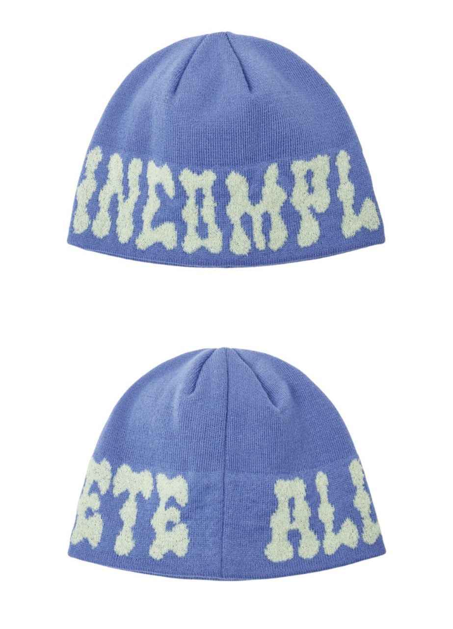 [Worn by BTS V] Pom-Pom Logo Jacquard Beanie (Blue)