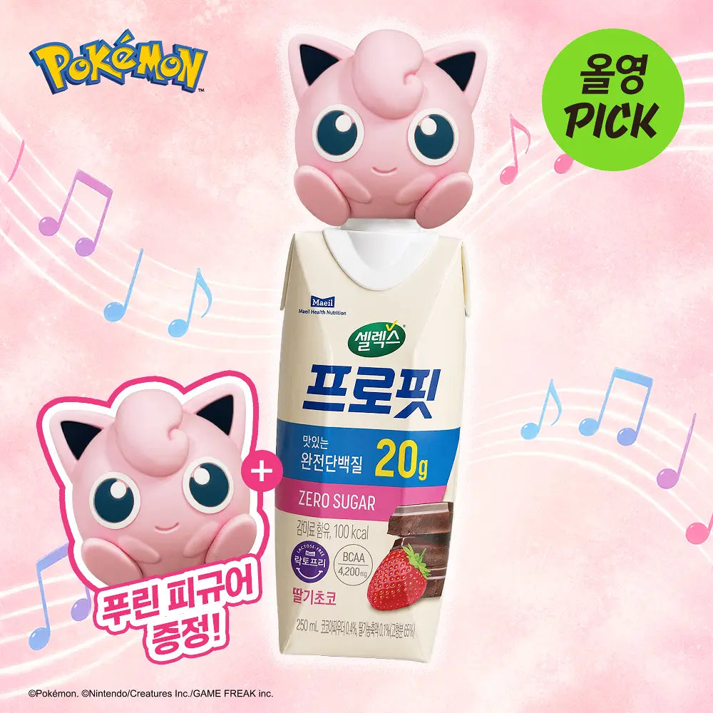 Selex Profit strawberry chocolate protein drink (+Jigglypuff figure topper)