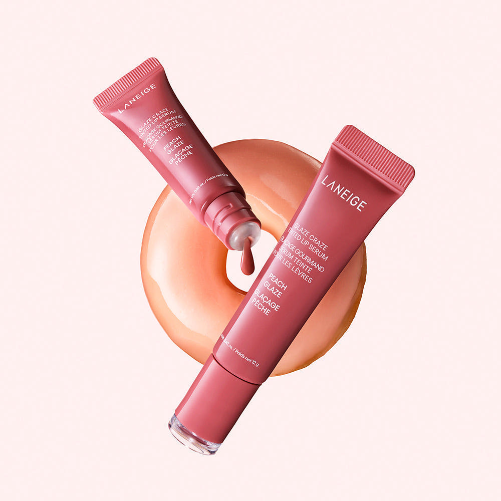 Laneige Glaze Craze Tinted Lip Serum 12g (1+1)+ Laneige Donut Lip Serum 12g*2+ Tint Holder Keyring